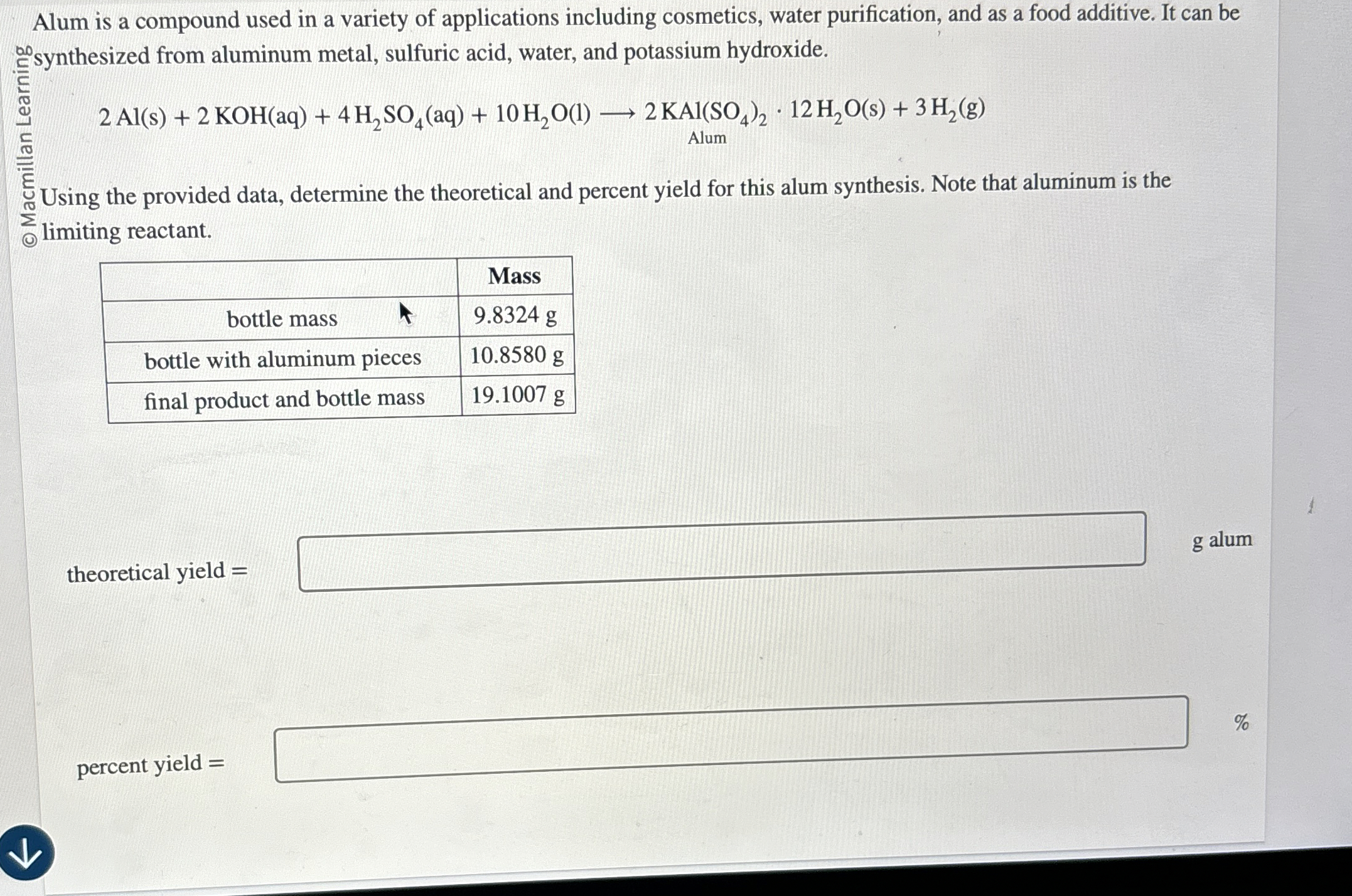 Solved Alum is a compound used in a variety of applications