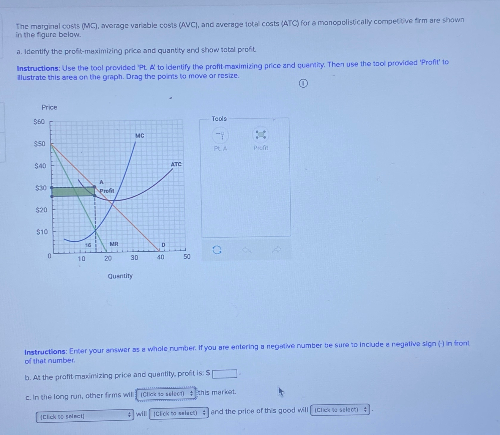 Solved The marginal costs (MC), ﻿average variable costs
