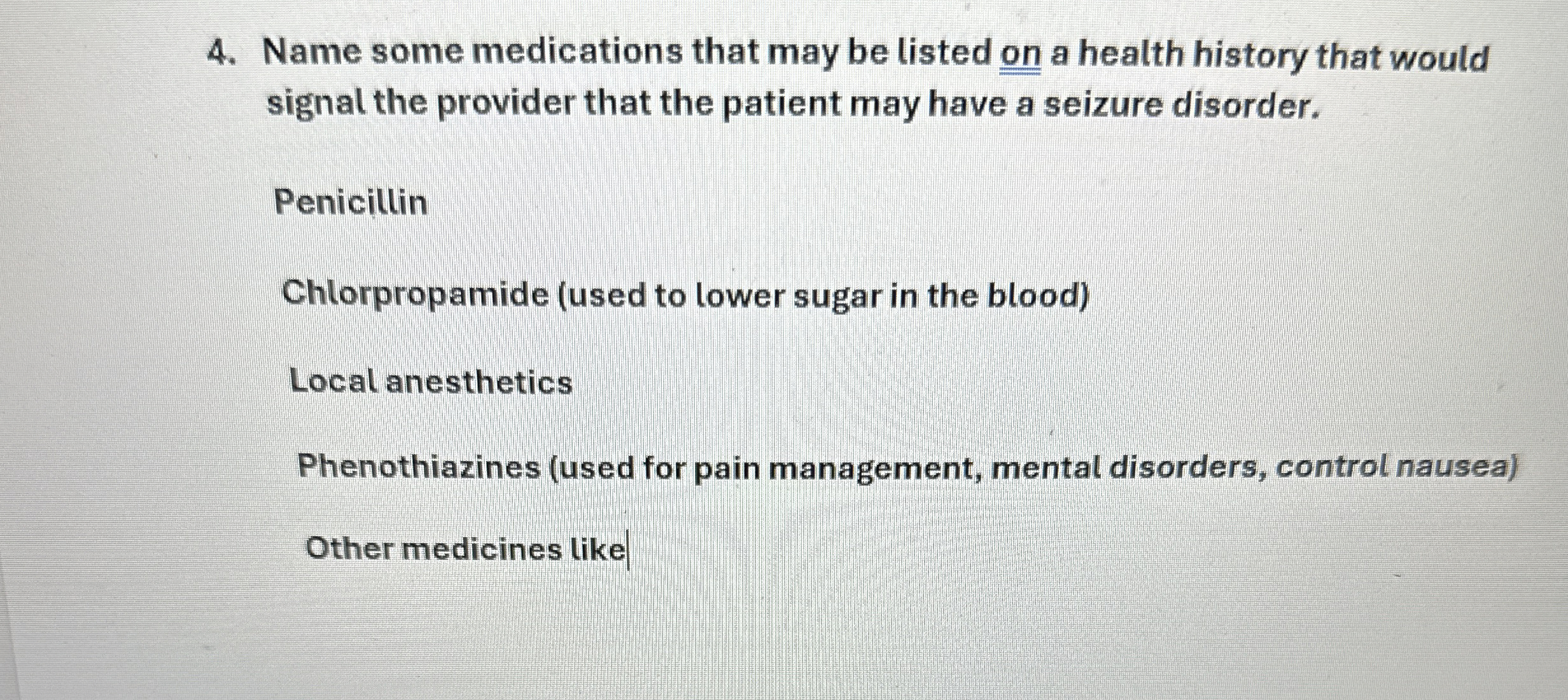 Solved Name some medications that may be listed on a health