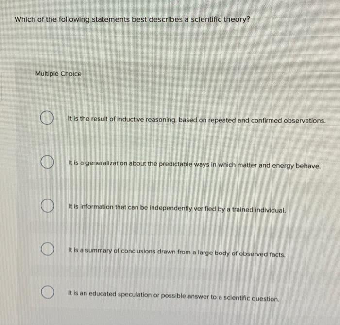 Solved Which Of The Following Statements Best Describes A | Chegg.com