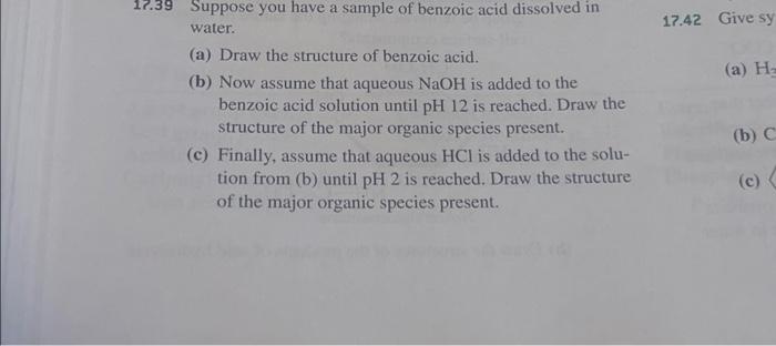 Solved 17.39 Suppose you have a sample of benzoic acid | Chegg.com