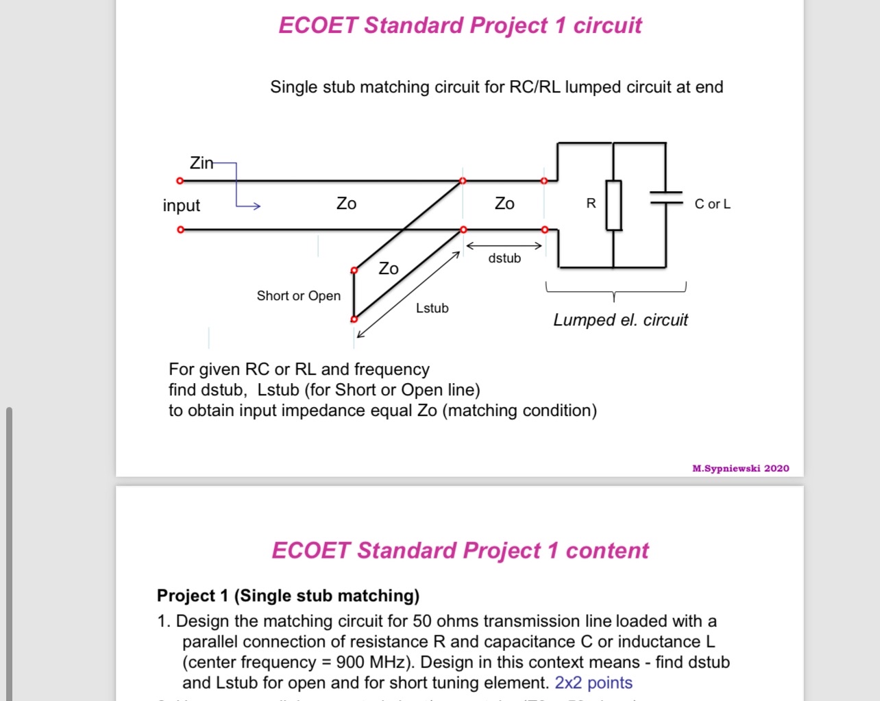 design matching impedance circuit (determine | Chegg.com