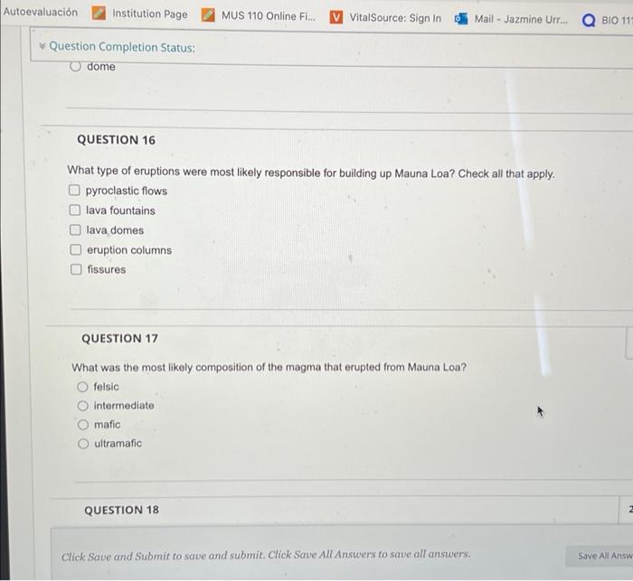 Solved Question Completion Status QUESTION 10 Mauna Loa is