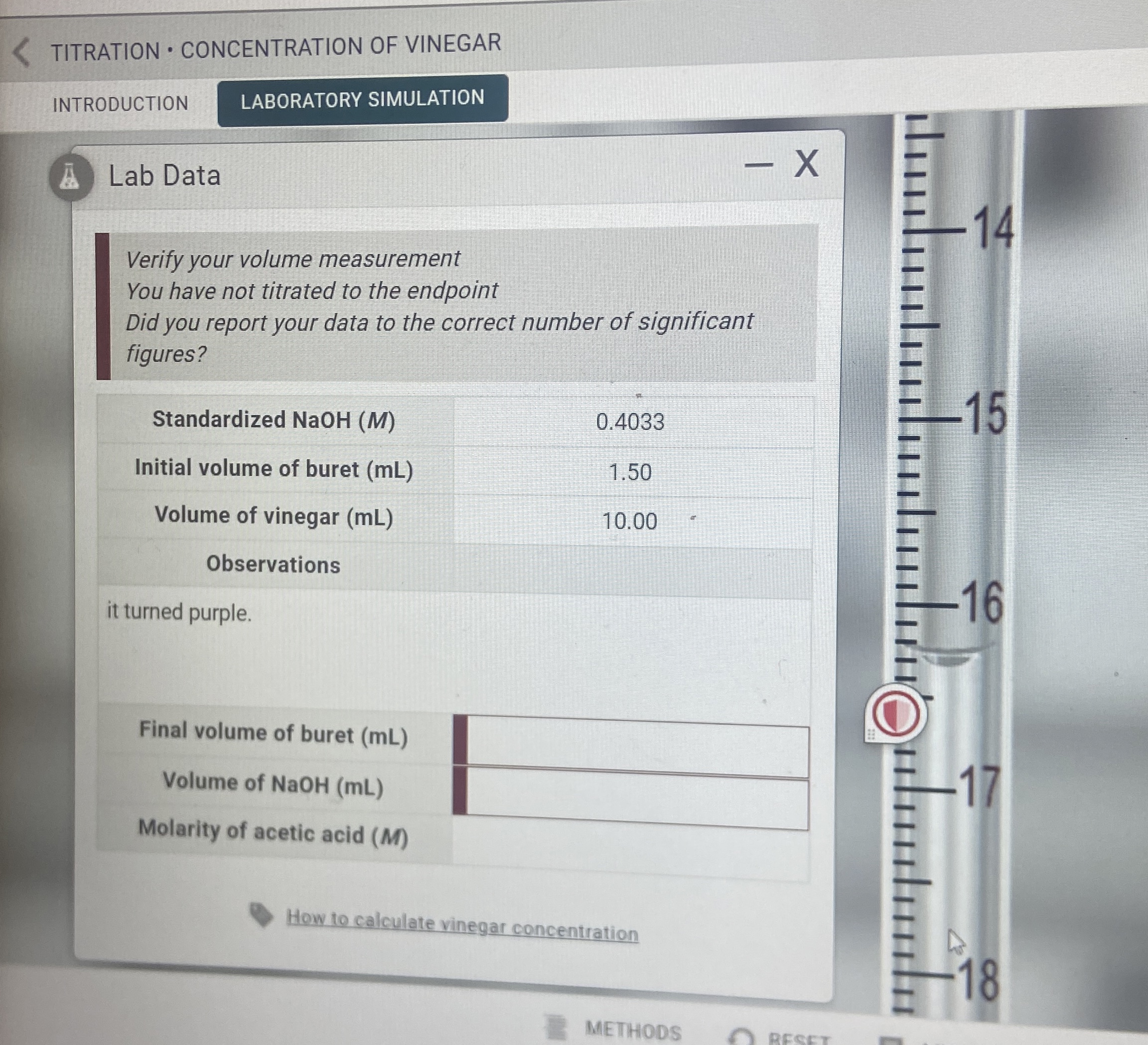 Solved TITRATION ﻿CONCENTRATION OF