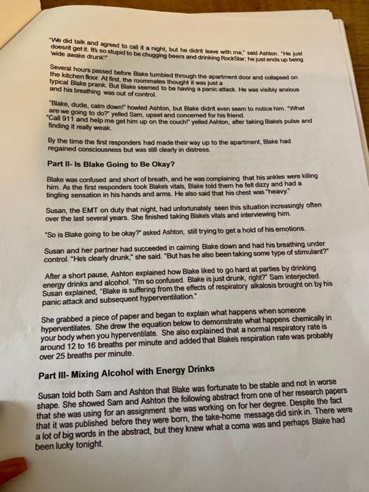 Solved Acid-Base Case Study Part I-Where is Blake? "Where is | Chegg.com