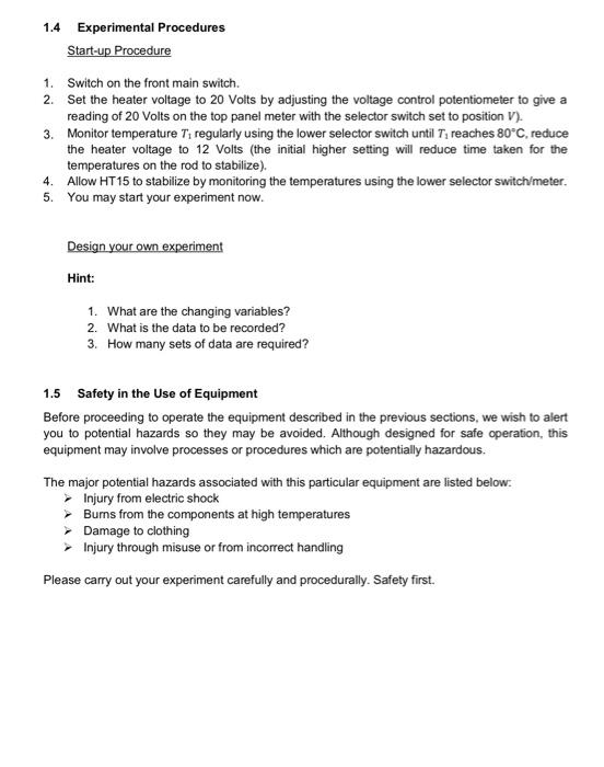 Solved EXPERIMENT 1 Extended Surface Heat Transfer 1.1