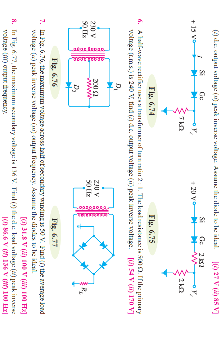 (i) d.c. output voltage (ii) peak inverse voltage.