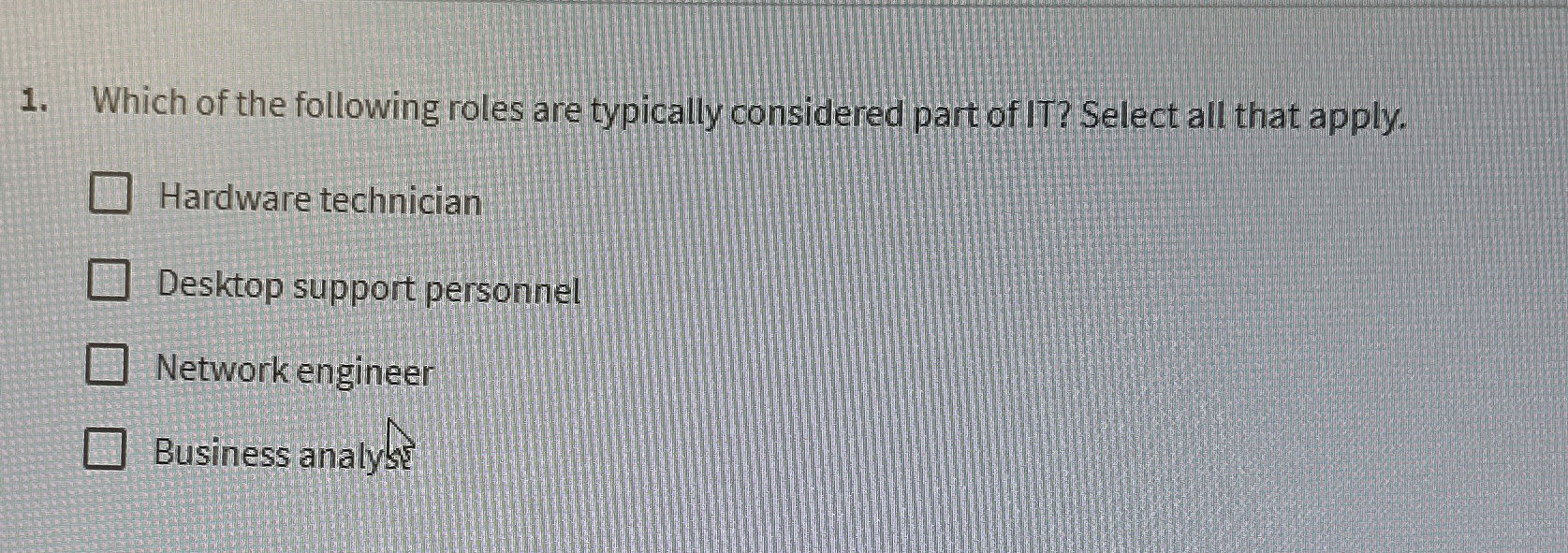 Solved Which of the following roles are typically considered