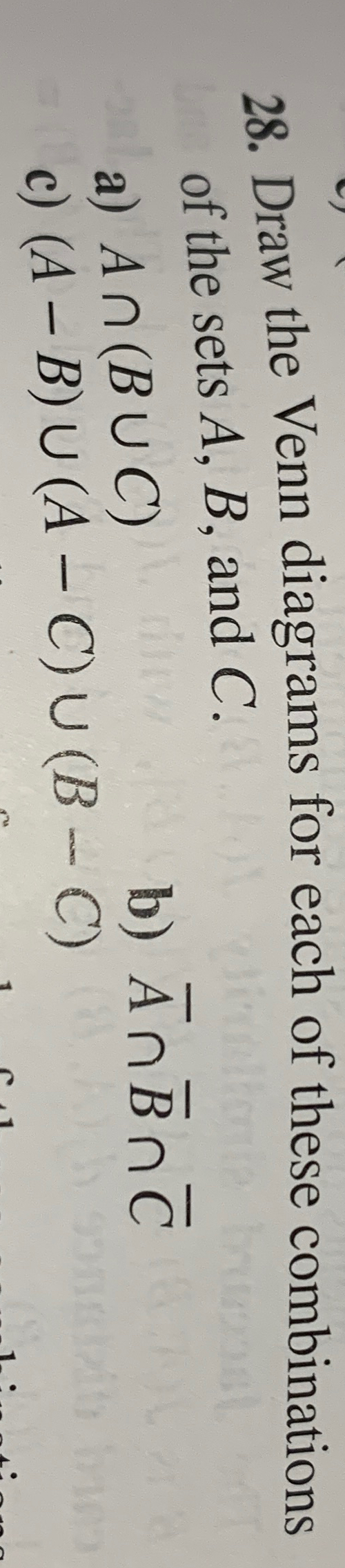 Solved Draw the Venn diagrams for each of these combinations | Chegg.com