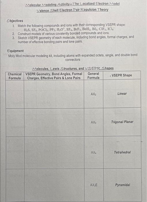 Solved Molecular Modeling ActivityThe Localized Electron
