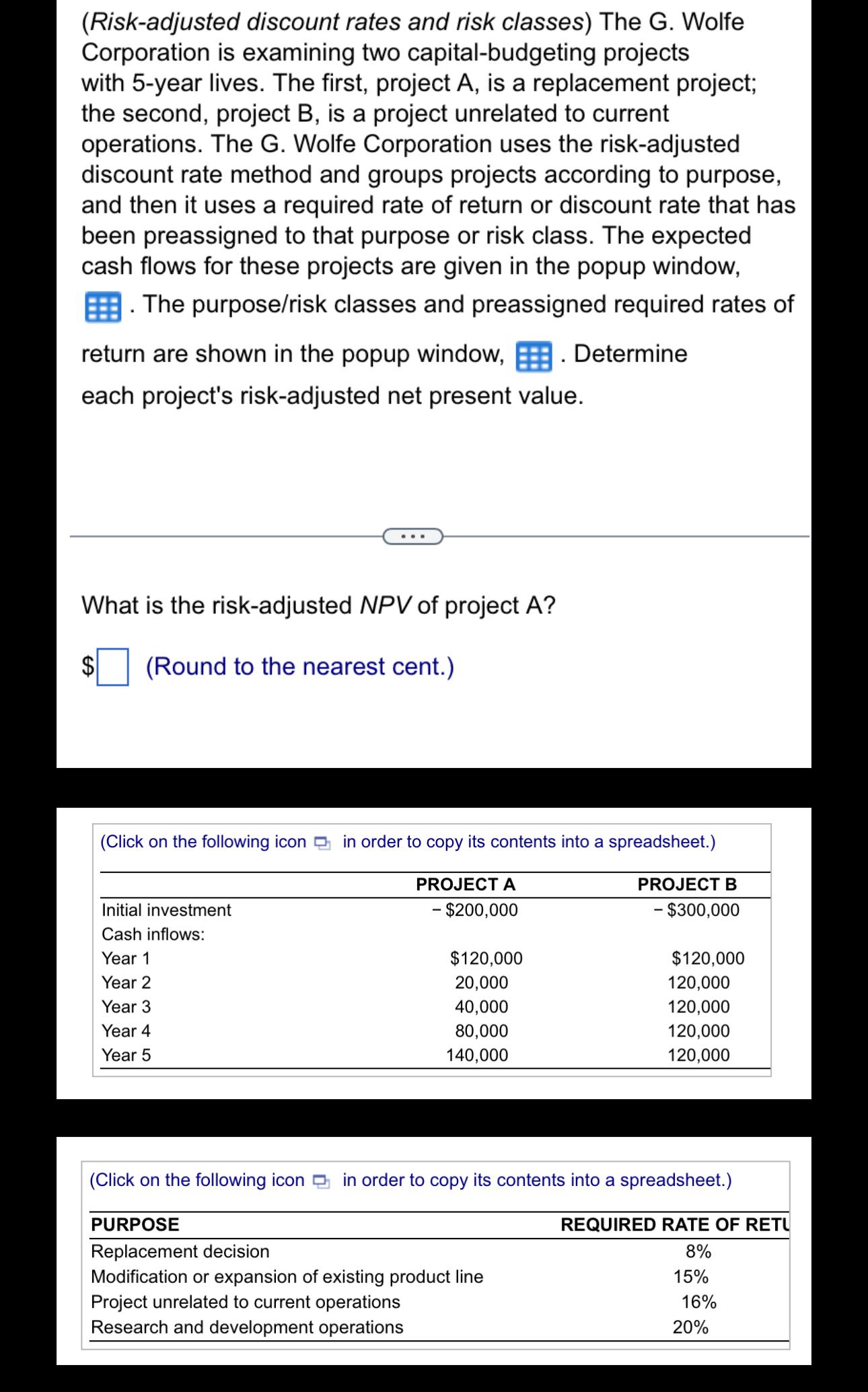 Solved (Riskadjusted discount rates and risk classes) ﻿The