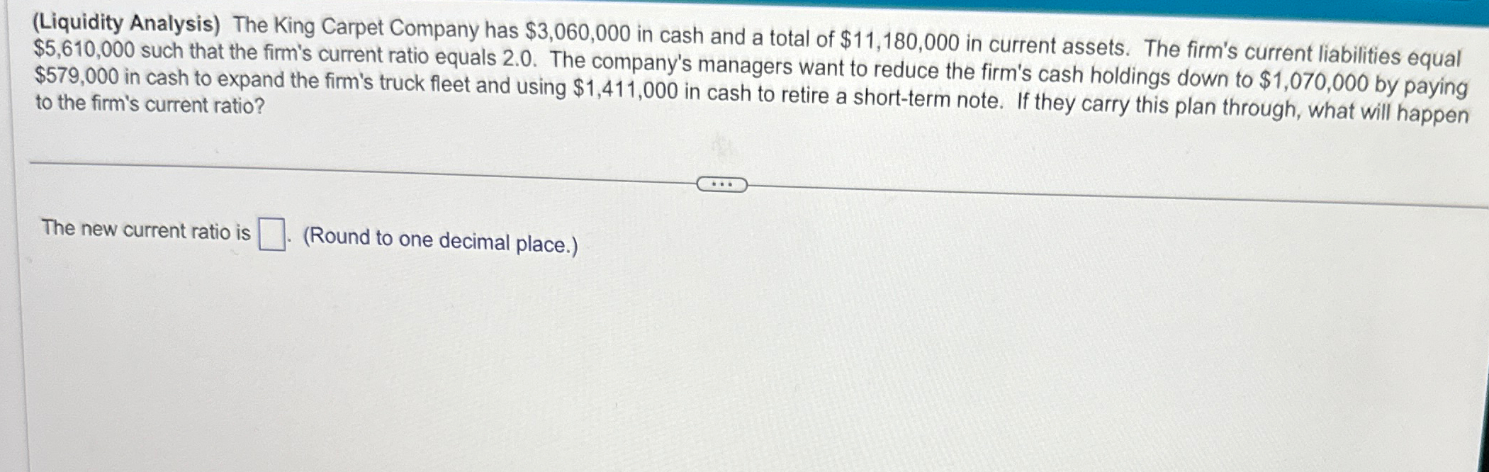 Solved (Liquidity Analysis) ﻿The King Carpet Company has