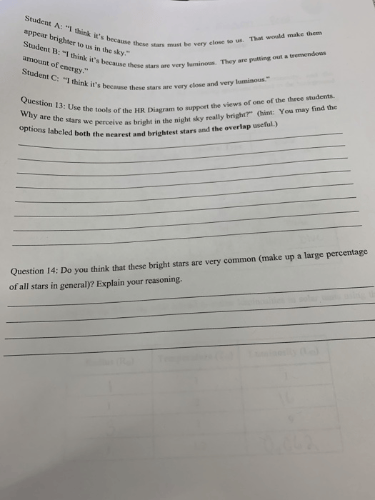 HR Diagram Student Guide Background Information