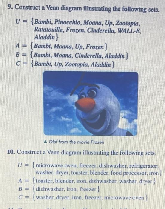 Solved 9. Construct a Venn diagram illustrating the | Chegg.com
