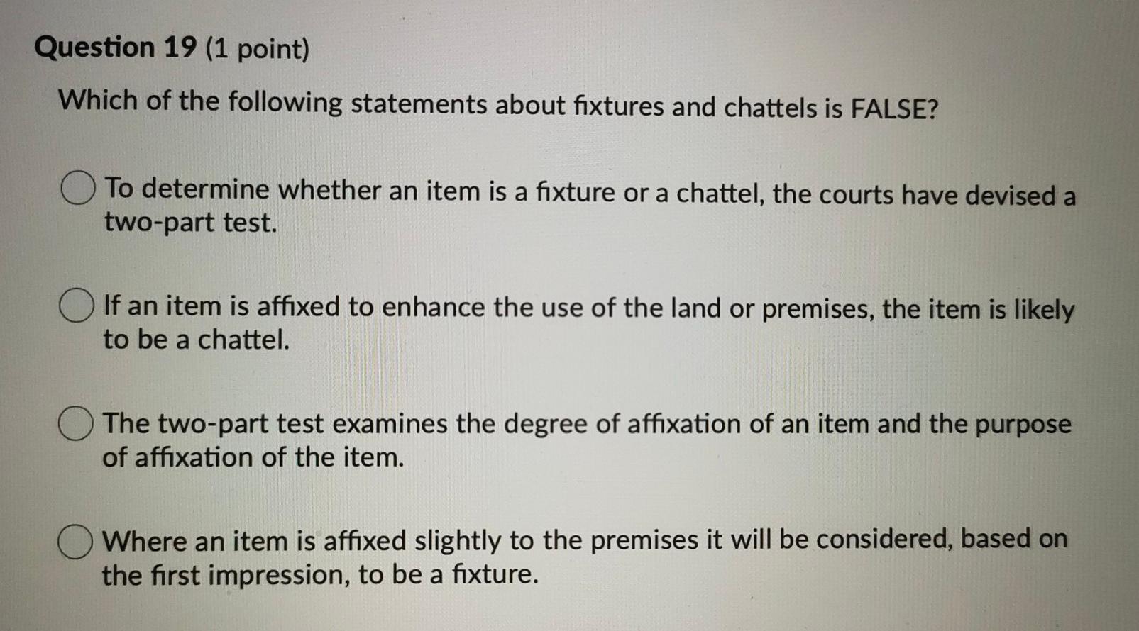 Solved Question 19 (1 point) Which of the following