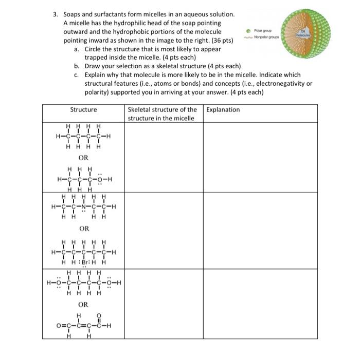 Solved 3. Soaps and surfactants form micelles in an aqueous