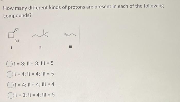 How many different kinds of protons are present in