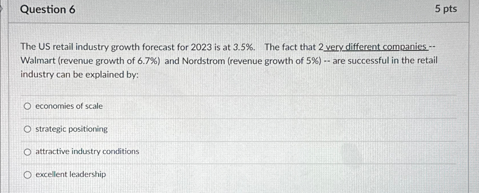 Solved Question 65ptsThe US retail industry growth forecast