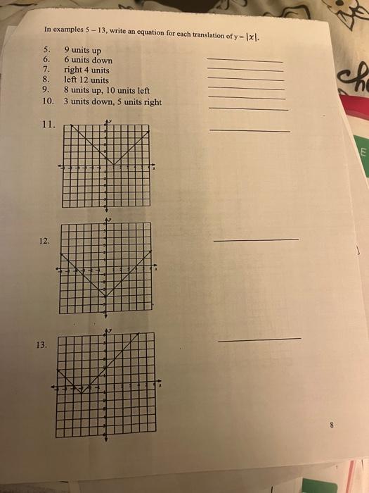 Solved Transformation of Absolute Value Functions 1. Which | Chegg.com