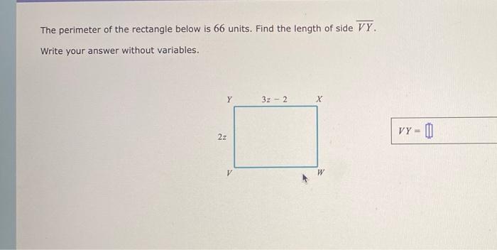Solved The Perimeter Of The Rectangle Below Is 66 Units. | Chegg.com