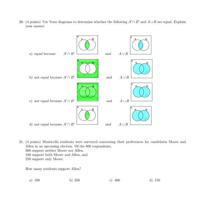 Solved 20. Use Venn diagrams to determine whether the | Chegg.com