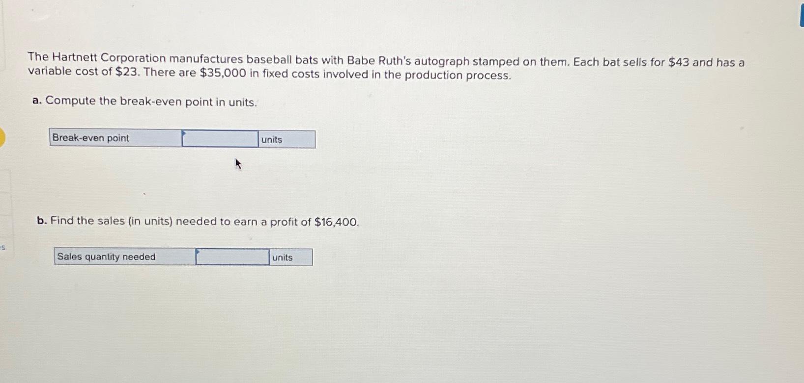 Solved The Corporation manufactures baseball bats