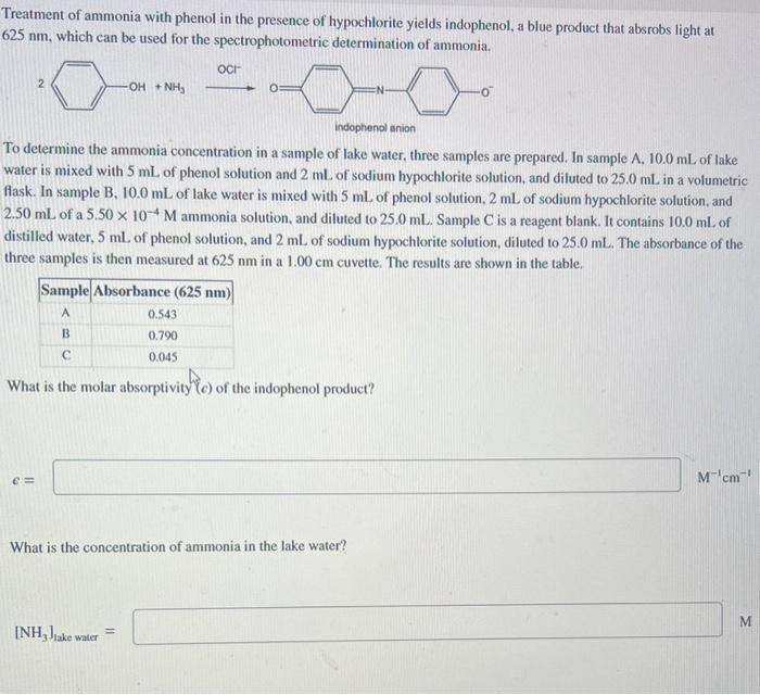 Solved Treatment of ammonia with phenol in the presence of