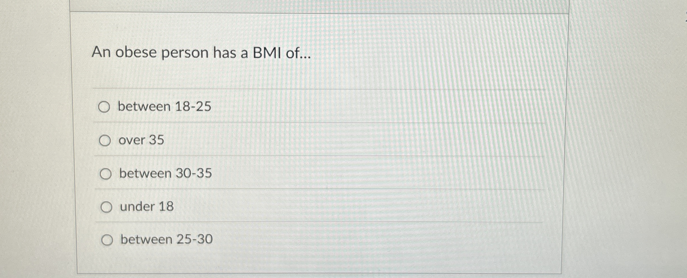 Solved An obese person has a BMI of...between 1825over