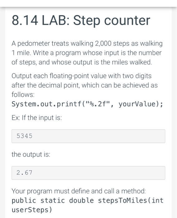 Solved 8.14 LAB Step Counter A Pedometer Treats Walking