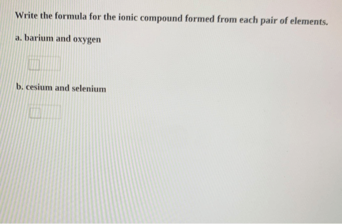 Solved Write The Formula For The Ionic Compound Formed Fr...