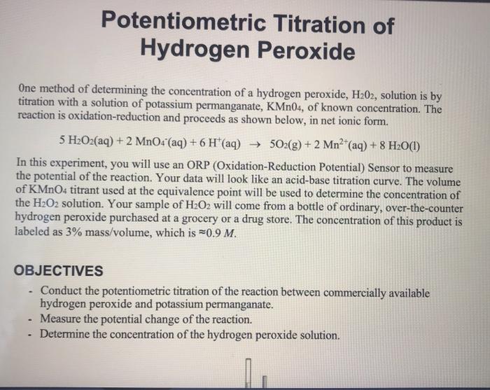 Solved Potentiometric Titration of Hydrogen peroxide One