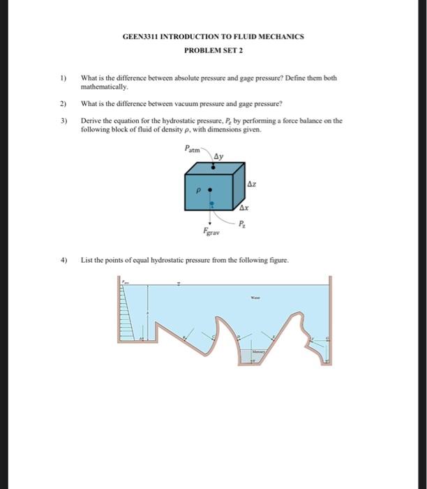 Solved 1) What is the difference between absolute pressure
