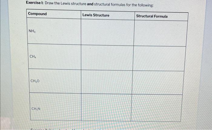 Solved Exercise l: Draw the Lewis structure and structural | Chegg.com