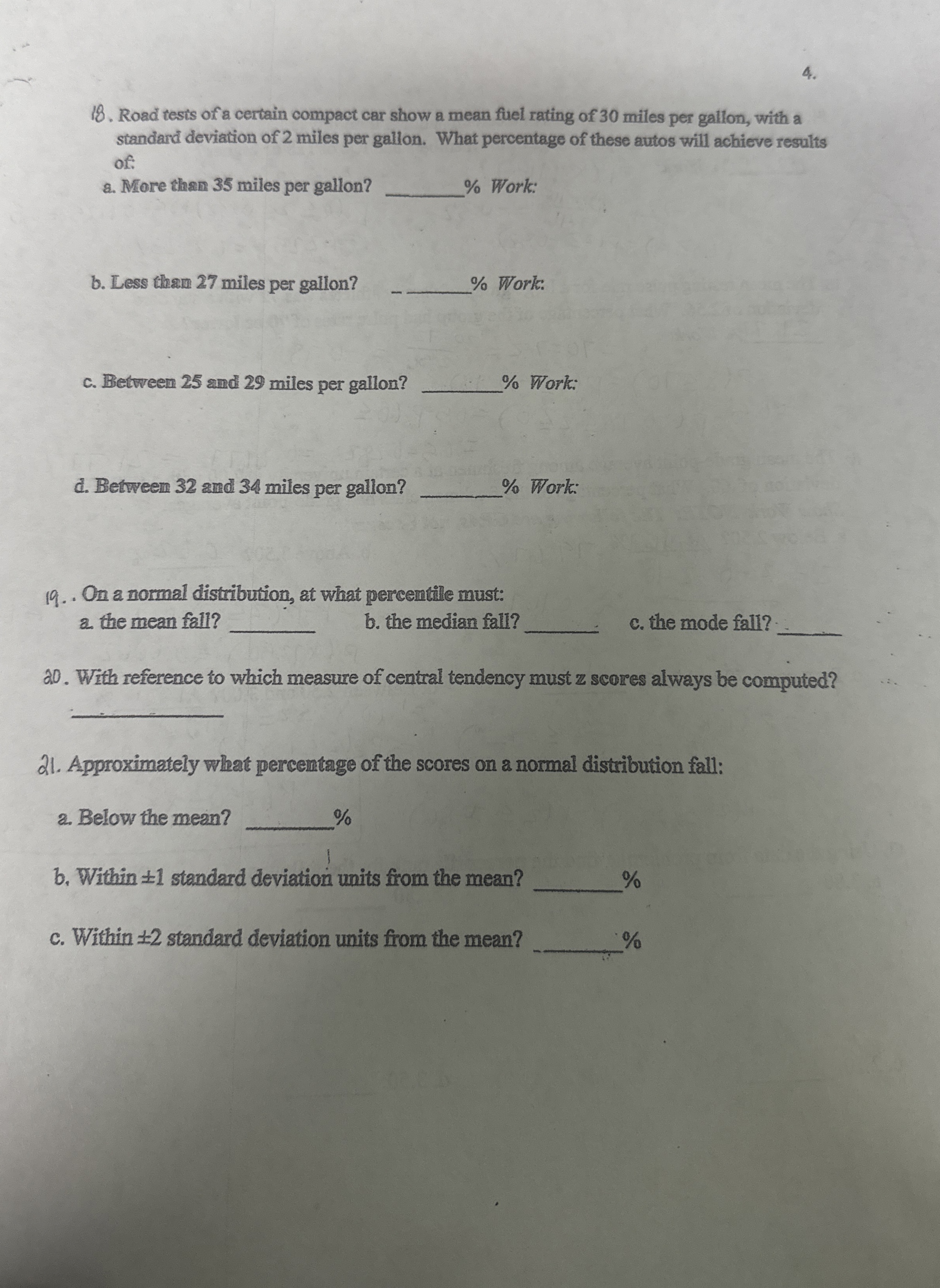 Road tests of a certain compact car show a mean fuel