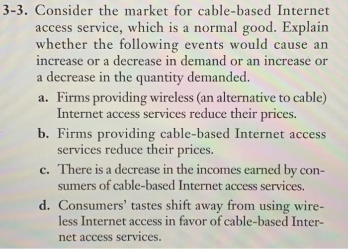 33. Consider the market for cablebased