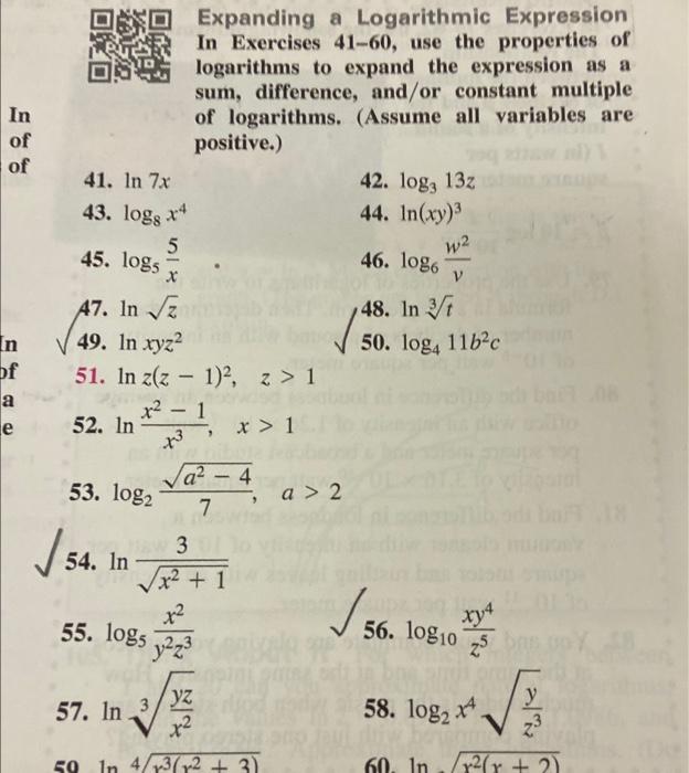Solved Expanding a Logarithmic Expression In Exercises | Chegg.com