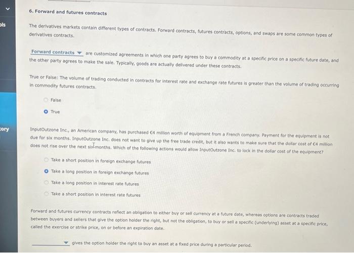 Solved 6. Forward and futures contracts The derivatives