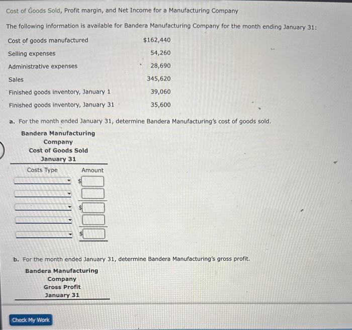 Solved Cost of Ġoods Sold, Profit margin, and Net for