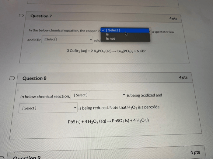 Solved U Question 7 4 pts In the below chemical equation,