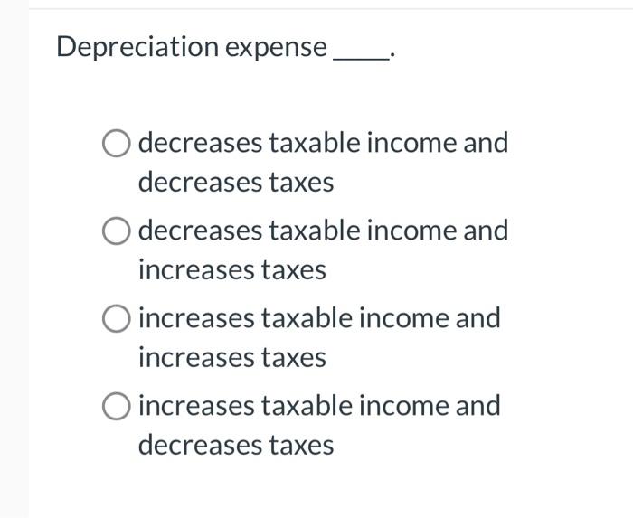 Solved Depreciation expense decreases taxable and