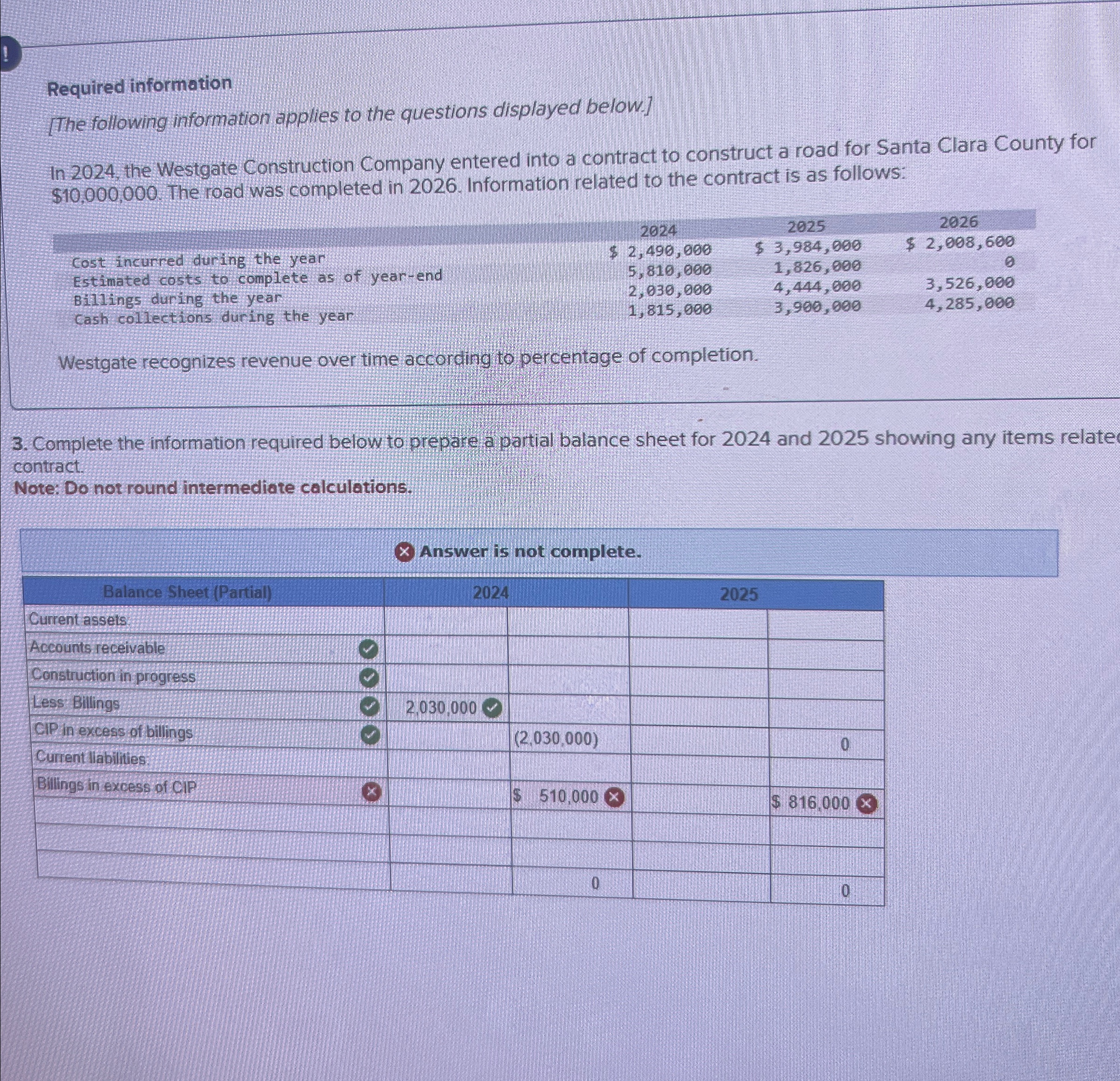 Solved In 2024, ﻿the Westgate Construction Company entered