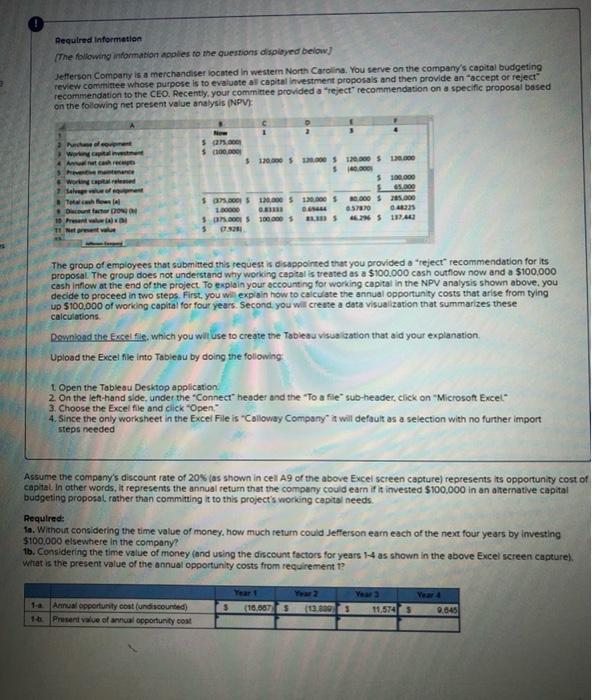 Required information The following information