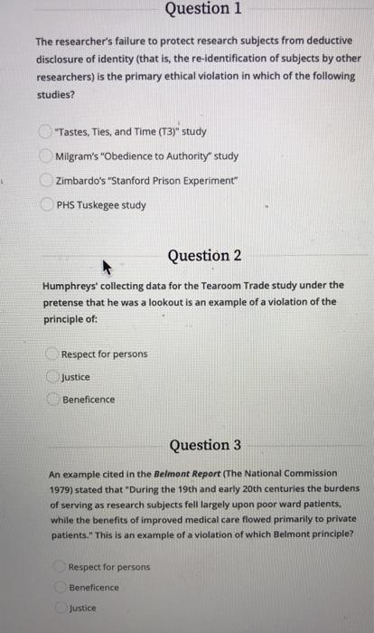 Solved Question 1 The Researcher's Failure To Protect | Chegg.com