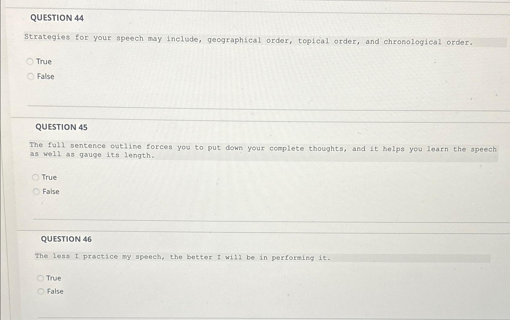 Solved QUESTION 44Strategies for your speech may include, | Chegg.com