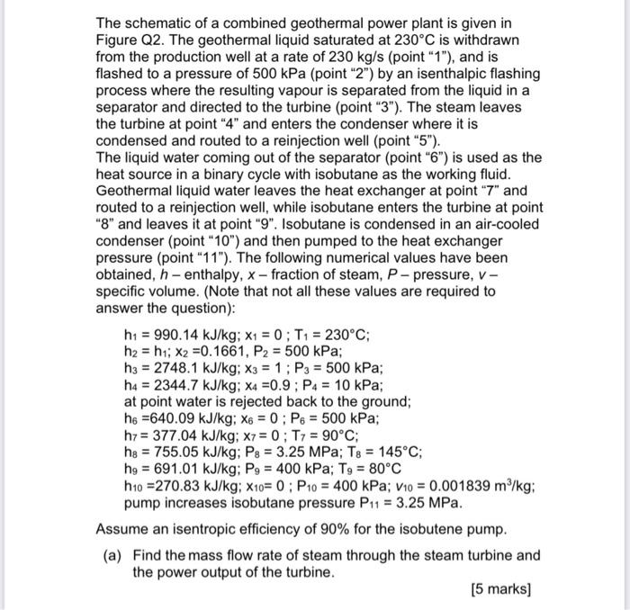 The schematic of a combined geothermal power plant is | Chegg.com