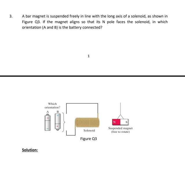Solved 3. A bar is suspended freely in line with the