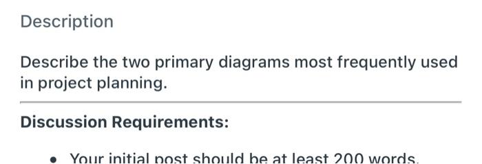 Solved Description Describe the two primary diagrams most | Chegg.com