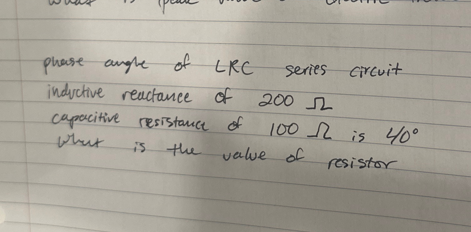 Solved phase angle of LRC series circuit inductive reactance