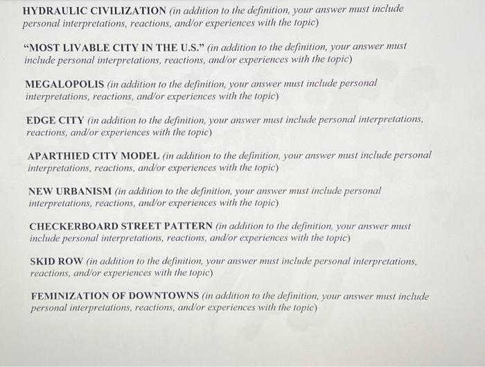 Solved HYDRAULIC CIVILIZATION (in addition to the