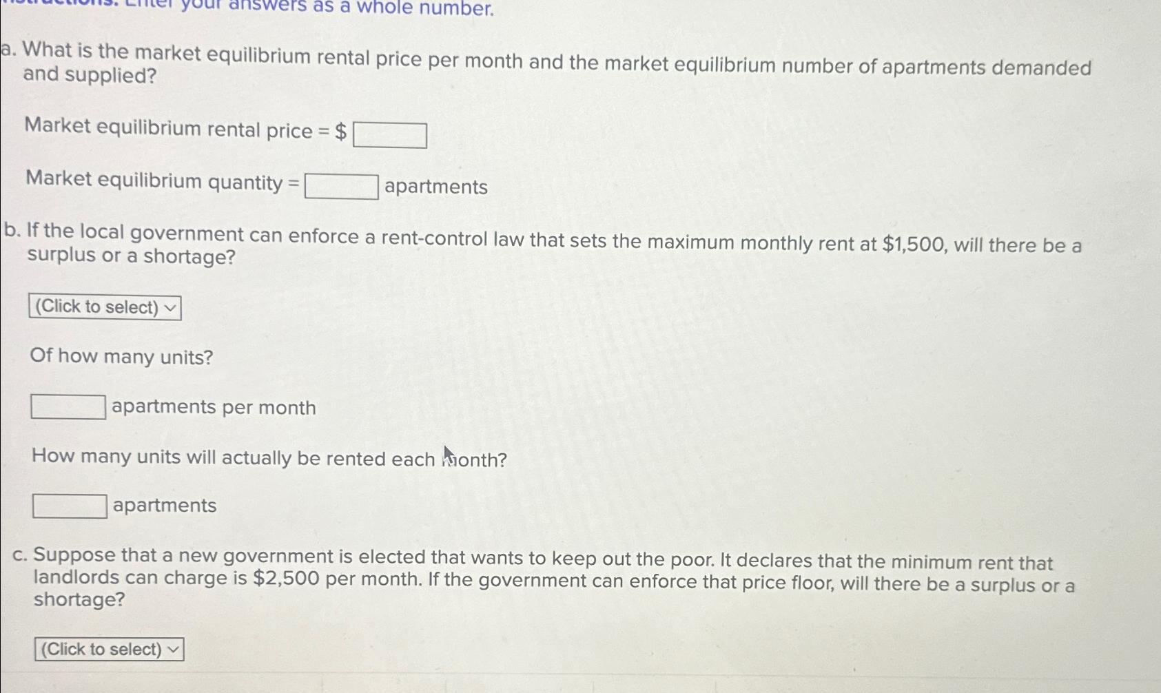 Solved a. ﻿What is the market equilibrium rental price per